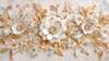 3D Photo Wallpaper- White flowers with golden 3D elements