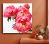 Poster - Pink peonies, 100 x 100 см, Framed poster on glass, Flowers