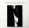 Постер - Черно белое изображение девушке, 40 x 40 см, 60 x 90 см, Постер на Стекле в раме, Ню