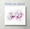 Постер - Белый цветок с фиолетовым контуром, 100 x 100 см, Постер на Стекле в раме, Цветы