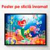 Poster - Mermaid with fish at the bottom of the ocean, 90 x 60 см, Framed poster