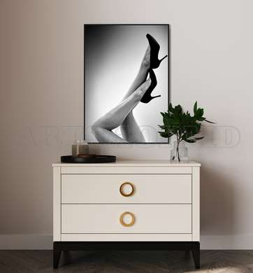 Poster - Black & White Woman Legs, 30 x 45 см, Canvas on frame, Nude