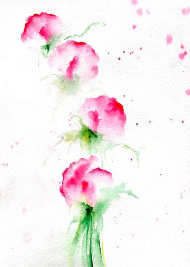 Poster - Watercolor flower buds, 30 x 45 см, Canvas on frame