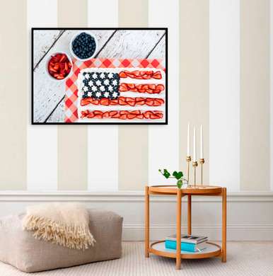 Poster - Tortul cu steag american, 90 x 60 см, Poster înrămat