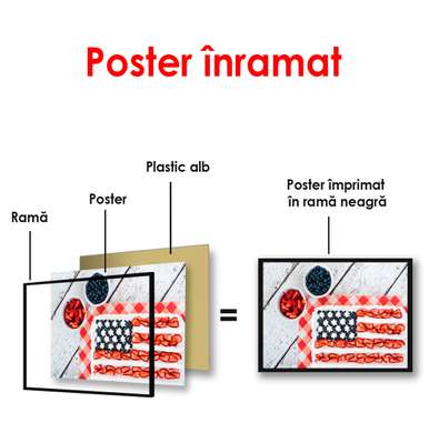 Poster - Tortul cu steag american, 90 x 60 см, Poster înrămat