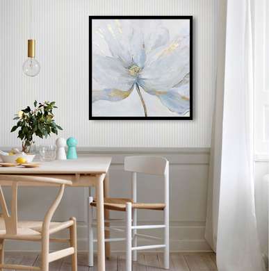 Poster - Delicate flower with golden edges, 40 x 40 см, Canvas on frame, Botanical