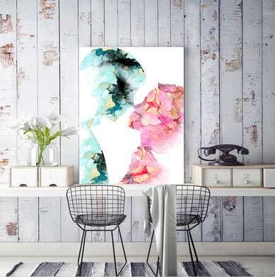 Poster - Abstract portrait of lovers, 30 x 45 см, Canvas on frame, Abstract