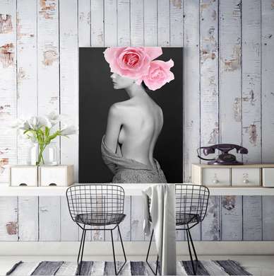 Poster - Pink rose, 30 x 45 см, Canvas on frame, Nude