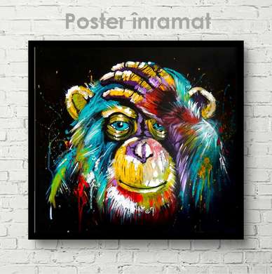 Poster, Monkey, 100 x 100 см, Framed poster on glass, Animals