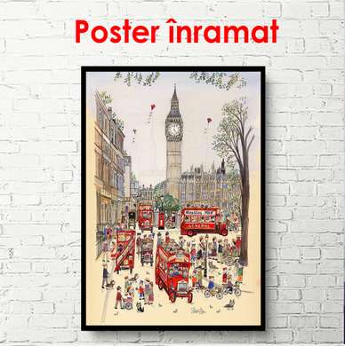 Poster - Orașul vechi, 60 x 90 см, Poster înrămat, Vintage