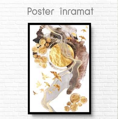 Poster - Abstract sunset landscape, 60 x 90 см, Framed poster on glass, Abstract
