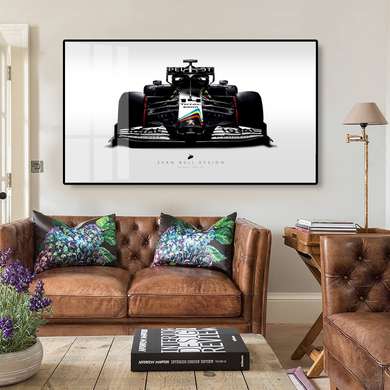 Постер - Черная Формула 1, 90 x 45 см, Постер на Стекле в раме, Транспорт