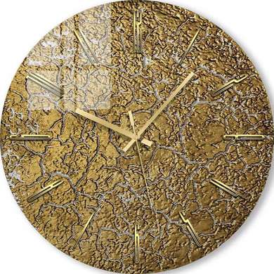 Glass clock - Golden Cracks, 40cm