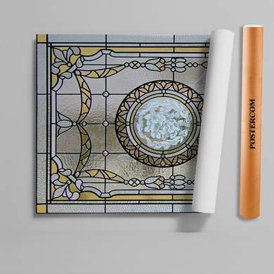 Самоклейка для окон, Витраж с элегантной геометрией, 60 x 90cm, Transparent, Витражная Пленка