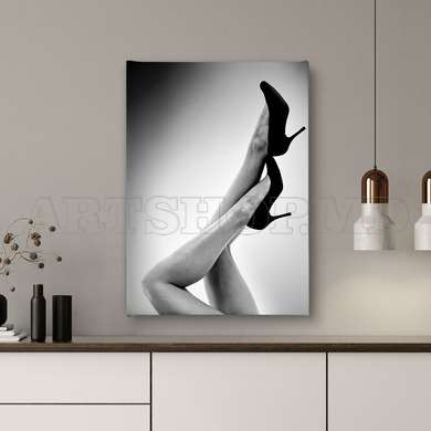 Poster - Black & White Woman Legs, 30 x 45 см, Canvas on frame, Nude