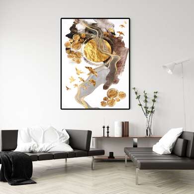 Poster - Peisaj abstract de apus de soare, 60 x 90 см, Poster inramat pe sticla