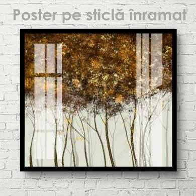 Poster - Copaci subțiri, 100 x 100 см, Poster inramat pe sticla