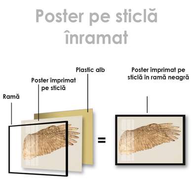 Poster - Golden pen, 90 x 60 см, Framed poster on glass