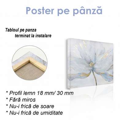Poster - Delicate flower with golden edges, 40 x 40 см, Canvas on frame, Botanical