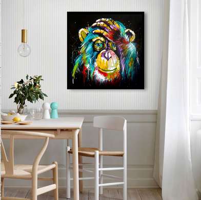 Poster, O maimuță, 100 x 100 см, Poster inramat pe sticla