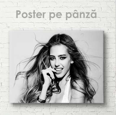 Poster - Model, 90 x 60 см, Framed poster on glass, Black & White