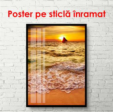 Poster - Golden sunset, 45 x 90 см, Framed poster, Marine Theme