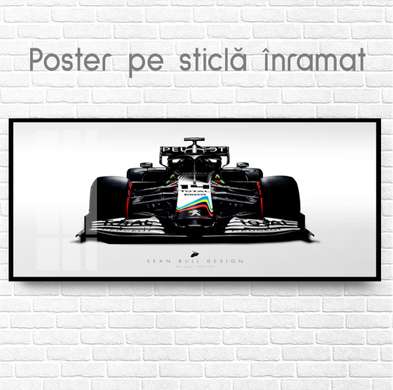 Poster - Black Formula 1, 90 x 45 см, Framed poster on glass, Transport