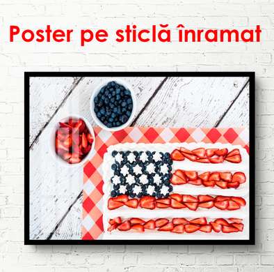 Постер - Торт с американским флагом, 90 x 60 см, Постер в раме, Разные