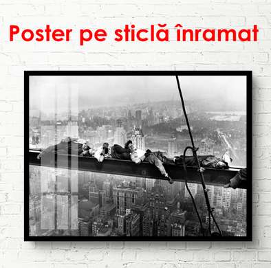 Poster - Rest at altitude, 90 x 60 см, Framed poster, Black & White