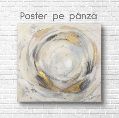 Poster - Cerc abstract cu elemente aurii, 100 x 100 см, Poster inramat pe sticla