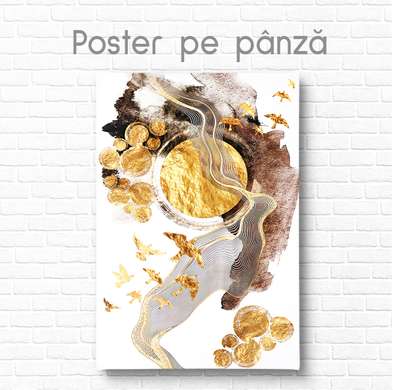Постер - Абстрактный пейзаж заката солнца, 60 x 90 см, Постер на Стекле в раме, Абстракция