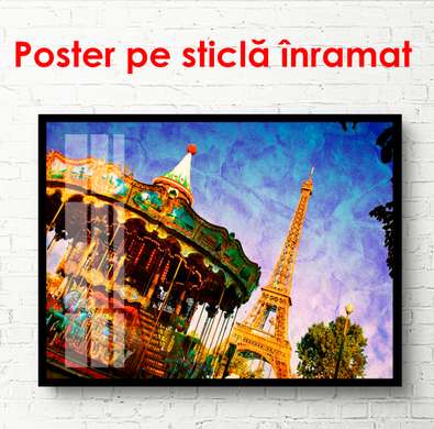 Poster - Fairytale Paris at sunset, 90 x 60 см, Framed poster, Maps and Cities