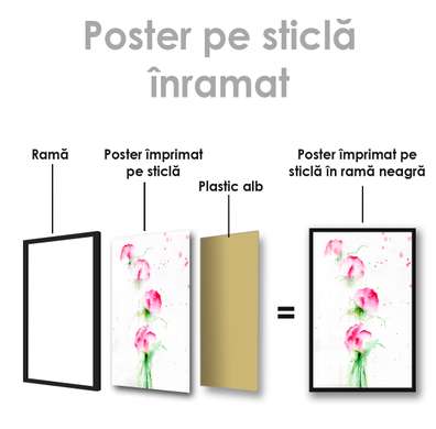 Poster - Mugurași de flori în acuarela, 30 x 45 см, Panza pe cadru, Flori