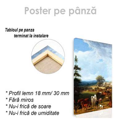 Poster - Horses in the pasture, 30 x 45 см, Canvas on frame, Art