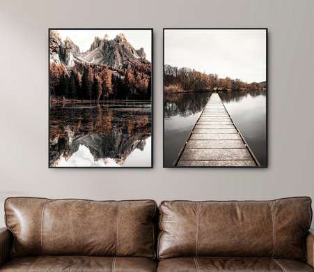 Poster - Autumn landscape, 30 x 45 см, Canvas on frame, Sets