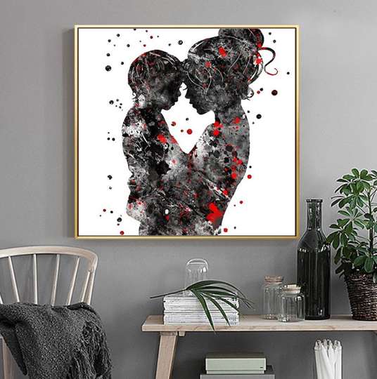 Картина в Раме - Любовь мамы и ребенка, 60 x 60 см
