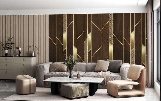 Wall mural - Brown and gold geometry