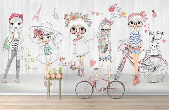 Wall mural for nursery, Fashion dolls