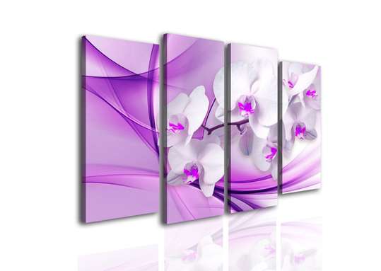 Модульная картина, Орхидея на фиолетовом фоне., 198 x 115