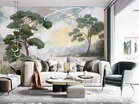 Wall mural - Trees painted in watercolor