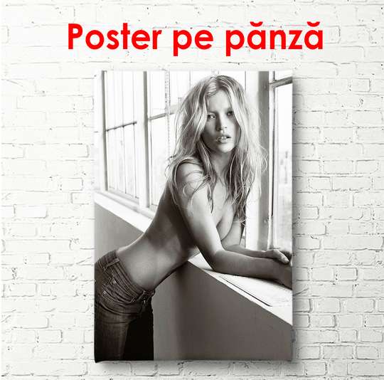 Poster - Fată la fereastră, 30 x 45 см, Panza pe cadru, Nude