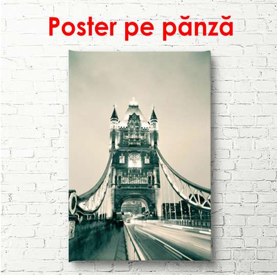 Poster - London Bridge, 60 x 90 см, Framed poster, Black & White