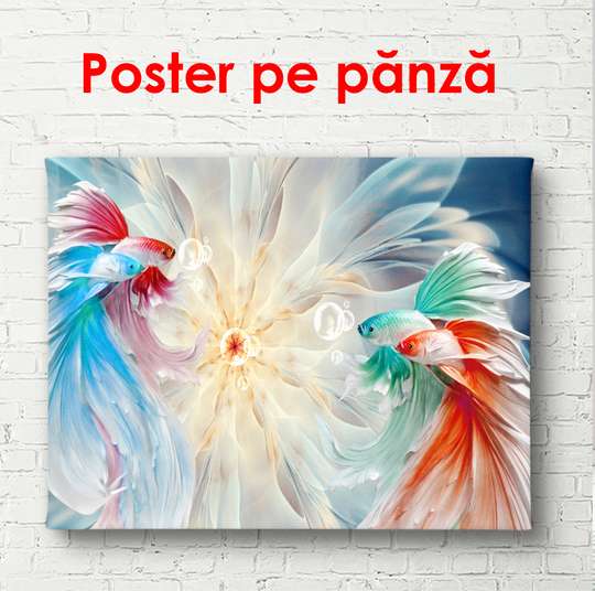 Постер - Разноцветные рыбки, 90 x 60 см, Постер в раме, Абстракция
