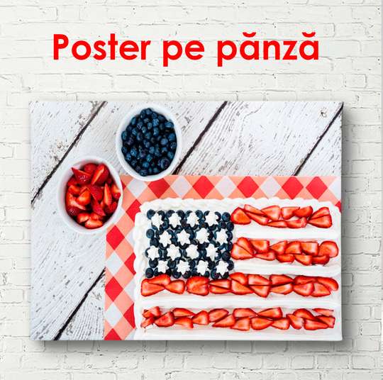 Постер - Торт с американским флагом, 90 x 60 см, Постер в раме