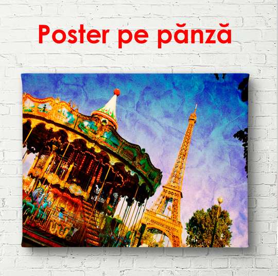 Poster - Fairytale Paris at sunset, 90 x 60 см, Framed poster