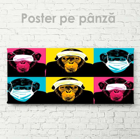 Постер, Милые обезьяны, 60 x 30 см, 30 x 45 см, Холст на подрамнике