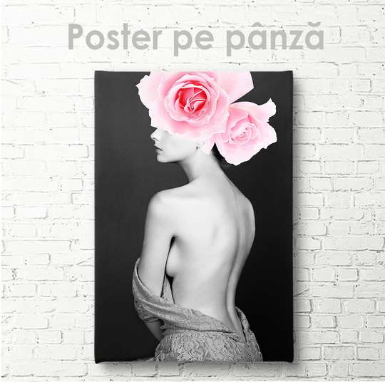 Постер - Розовая роза, 30 x 45 см, Холст на подрамнике