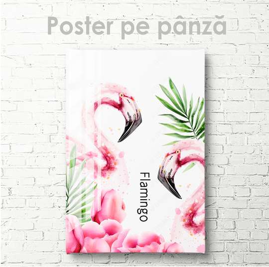 Постер, Фламинго, 30 x 45 см, Холст на подрамнике, Животные