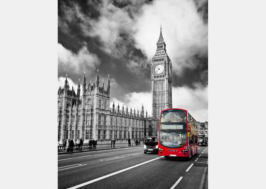 Фотообои - Красный автобус на фоне Биг Бена.