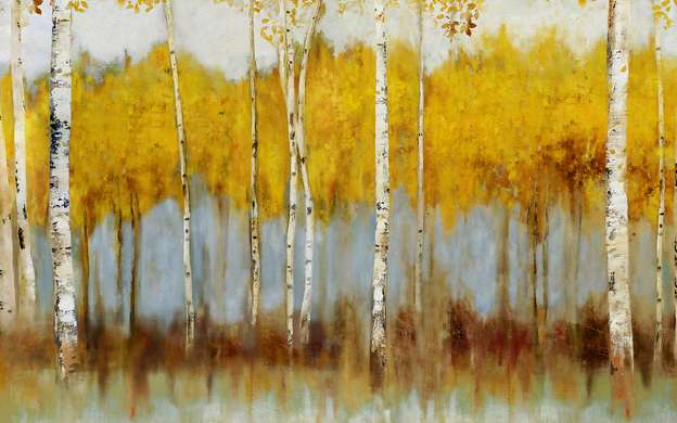 Poster - Autumn birch, 45 x 30 см, Canvas on frame, Botanical